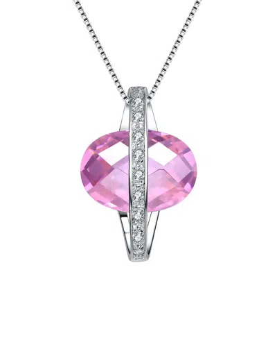 Genevive Silver Cz Pendant In Purple