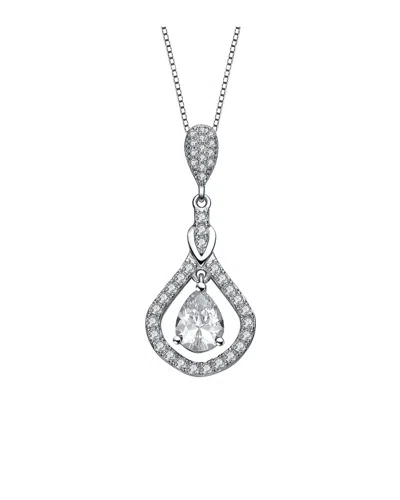 Genevive Silver Cz Pendant In Metallic