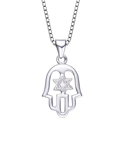 Genevive Silver Cz Pendant In Metallic