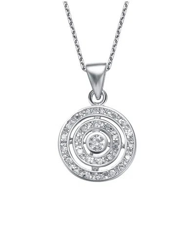 Genevive Silver Cz Pendant In Metallic