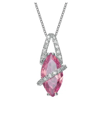 Genevive Silver Cz Pendant In Purple