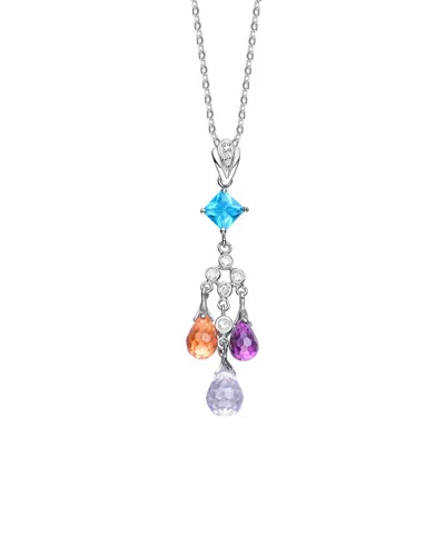 Genevive Silver Cz Pendant In Multi