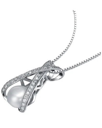 Genevive Silver Cz Pendant In Metallic