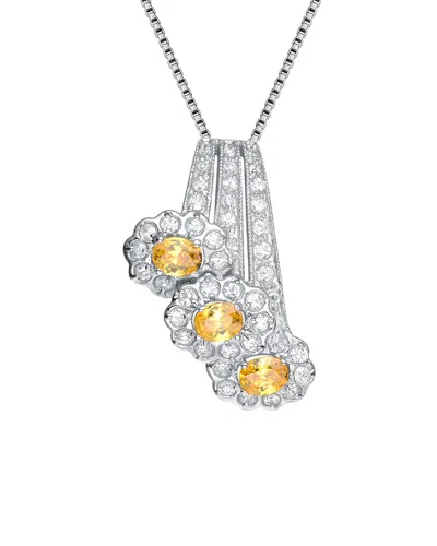 Genevive Silver Cz Pendant In Metallic