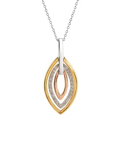Genevive Silver Cz Pendant In Metallic