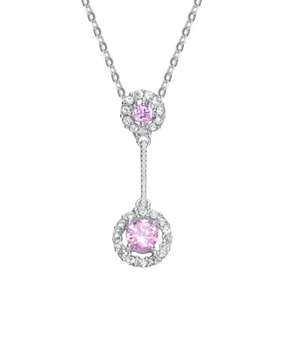 Genevive Silver Cz Pendant In Pink