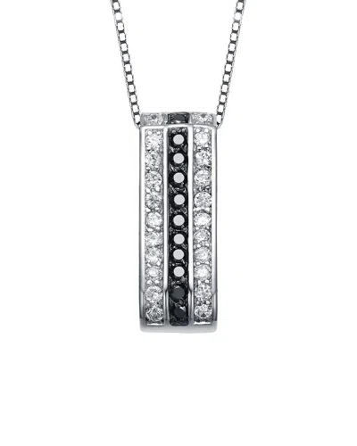 Genevive Silver Cz Pendant In Black