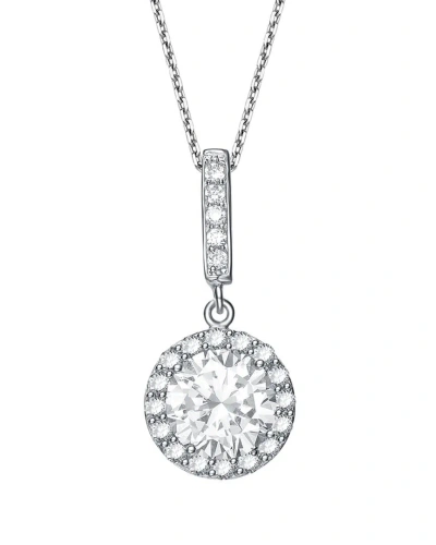 Genevive Silver Cz Pendant In Metallic