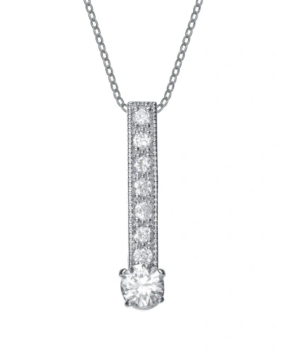 Genevive Silver Cz Pendant In Metallic