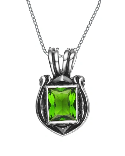 Genevive Silver Cz Pendant In Metallic