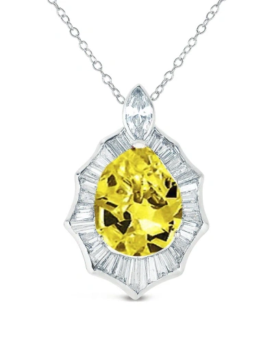 Genevive Silver Cz Pendant In Metallic