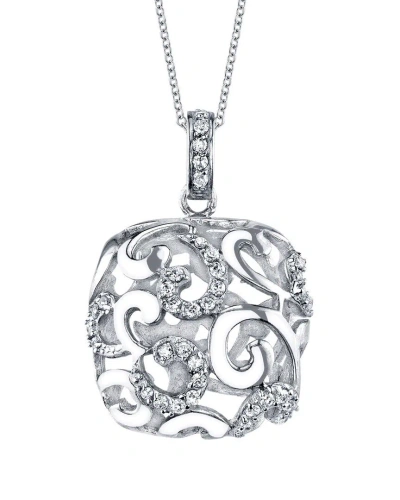 Genevive Silver Cz Pendant In Metallic