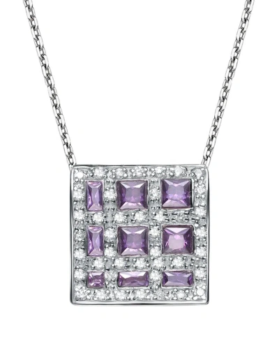 Genevive Silver Cz Pendant In Metallic