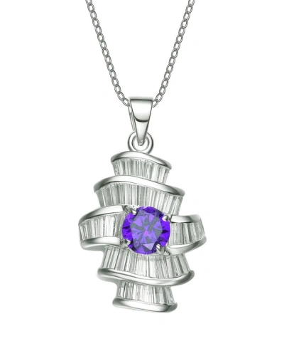 Genevive Silver Cz Pendant In Metallic