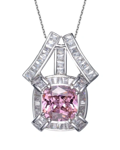 Genevive Silver Cz Pendant In Metallic