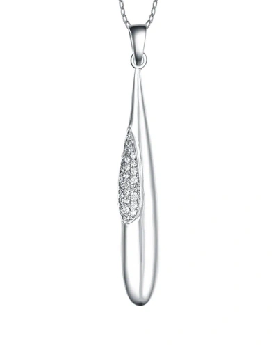 Genevive Silver Cz Pendant In Metallic