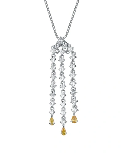 Genevive Silver Cz Pendant In Metallic