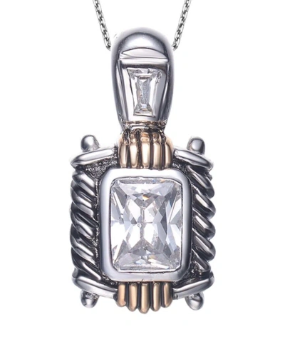 Genevive Silver Cz Pendant In Metallic