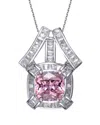Genevive Silver Cz Pendant In Gray