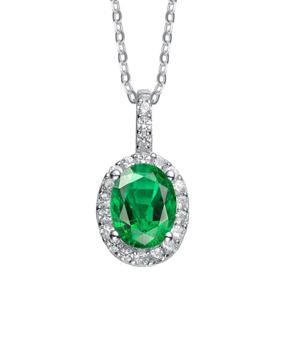 Genevive Silver Cz Pendant Earrings In Green