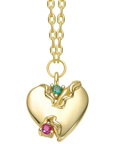 Genevive Silver Cz Pendant Necklace In Burgundy