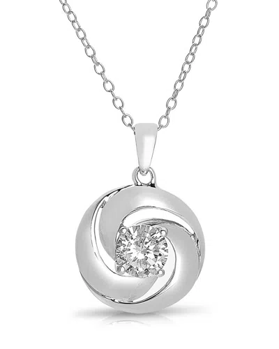 Genevive Silver Cz Pendant Necklace In Metallic
