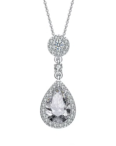 Genevive Silver Cz Pendant Necklace In Metallic