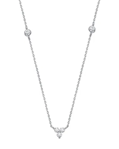 Genevive Silver Cz Pendant Necklace In Metallic