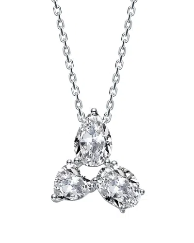 Genevive Silver Cz Pendant Necklace In Metallic