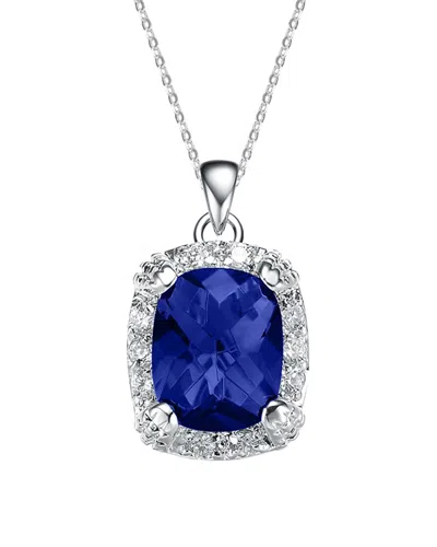 Genevive Silver Cz Rectangular Necklace