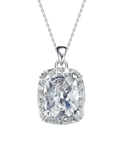 GENEVIVE GENEVIVE SILVER CZ RECTANGULAR NECKLACE