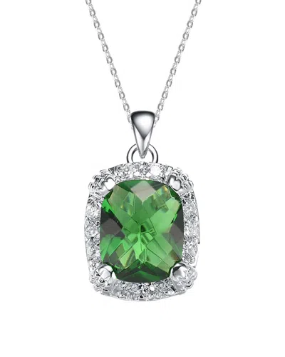 GENEVIVE GENEVIVE SILVER CZ RECTANGULAR NECKLACE