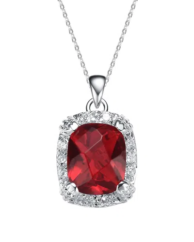 GENEVIVE GENEVIVE SILVER CZ RECTANGULAR NECKLACE