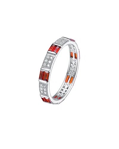 Genevive Silver Cz Ring In Brown