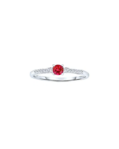 Genevive Silver Cz Ring In Red