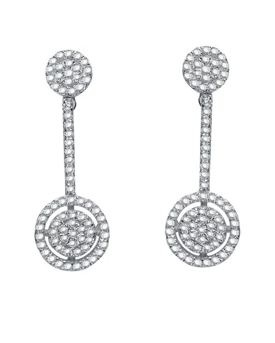 Genevive Silver Cz Round Drop Earrings In Metallic
