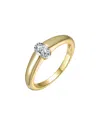Genevive Silver Cz Solitaire Ring In Pattern
