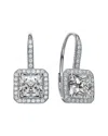 Genevive Silver Cz Square Drop Earrings