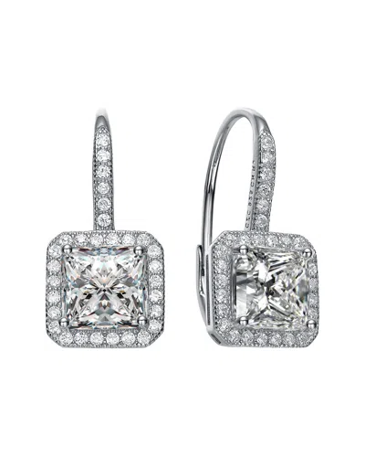 GENEVIVE SILVER CZ SQUARE DROP EARRINGS
