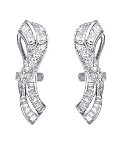 Genevive Silver Cz Statement Earrings In Metallic