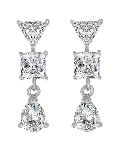 Genevive Silver Cz Statement Earrings In Metallic