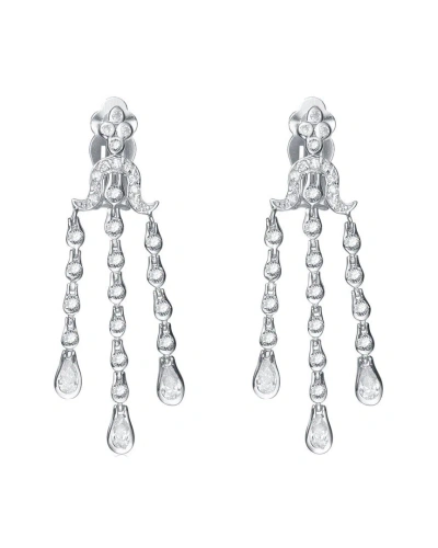 Genevive Silver Cz Statement Earrings In Metallic