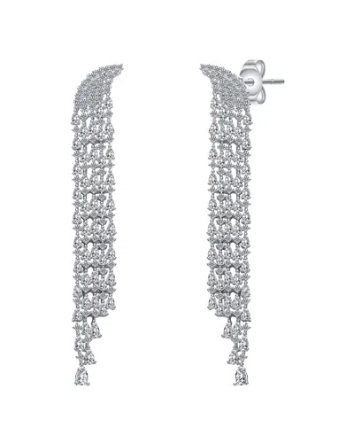 Genevive Silver Cz Statement Earrings In White