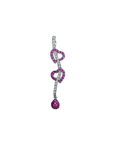 Genevive Silver Cz Statement Pin In Purple