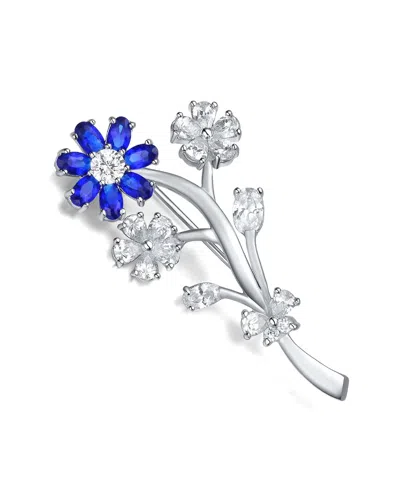 Genevive Silver Cz Statement Pin In Metallic
