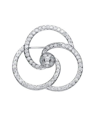 Genevive Silver Cz Statement Pin In Metallic