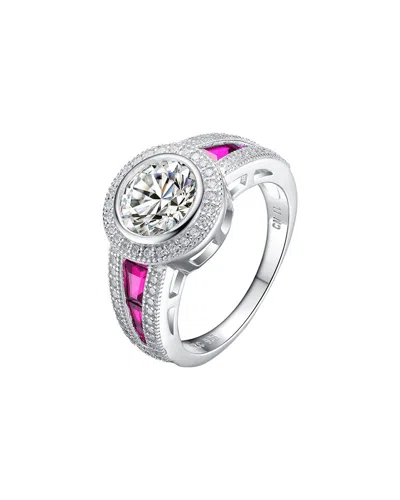 Genevive Silver Cz Statement Ring In Metallic