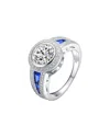 Genevive Silver Cz Statement Ring In Multi