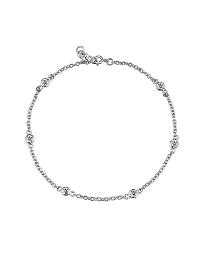 Genevive Silver Cz Station Bracelet