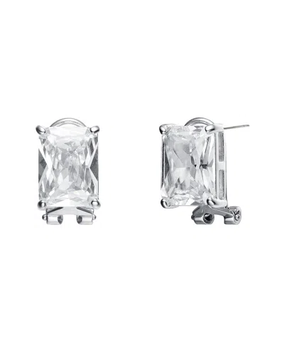 Genevive Silver Cz Studs In White